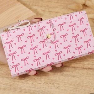 SHEIN Pink Bow and Heart Pattern Wallet